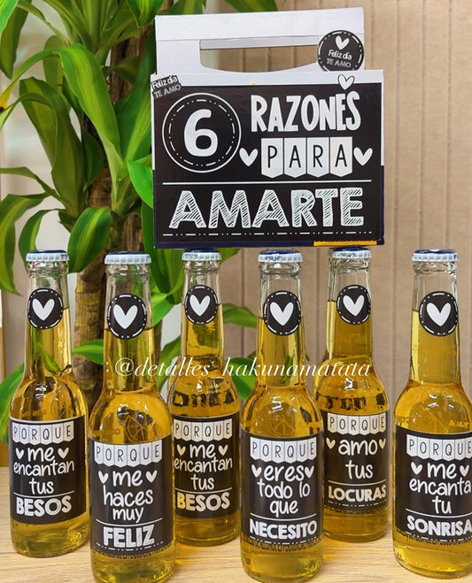 Six-pack personalizado razones para amarte